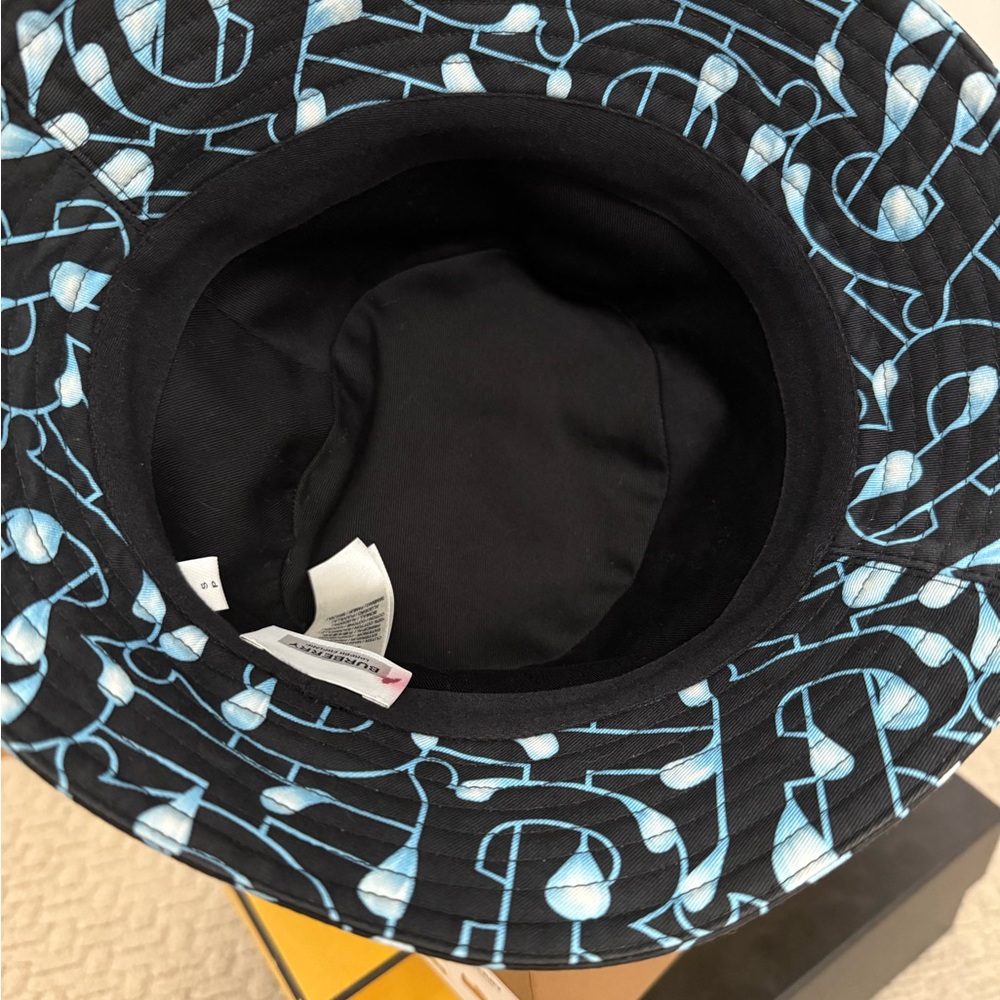 Burberry Black and Light Blue Patterned Hat